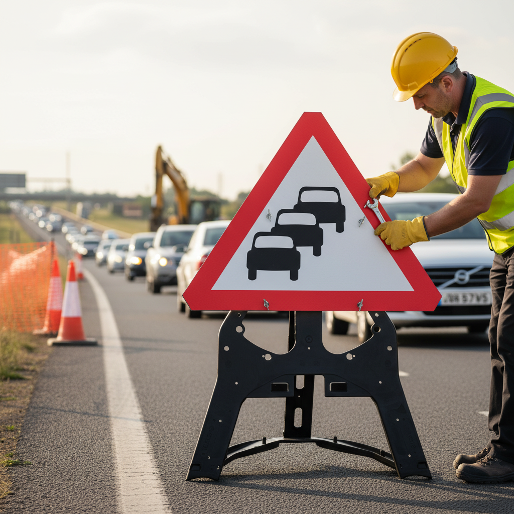 Professional Traffic Queues Likely Sign with Reflective Face and Durable Frame for Road Safety Management