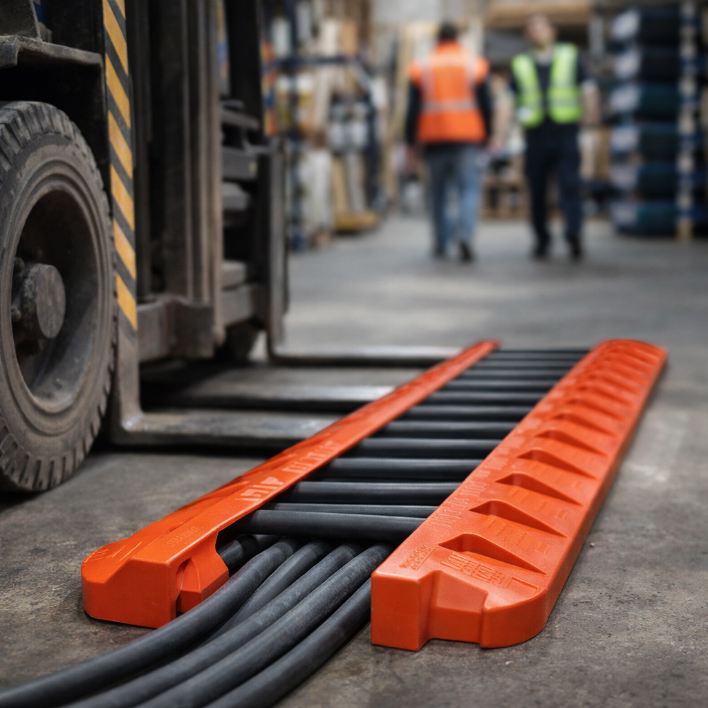 Cable Protector End Caps – Orange – 5 Channel, Polyurethane – Commercial Use