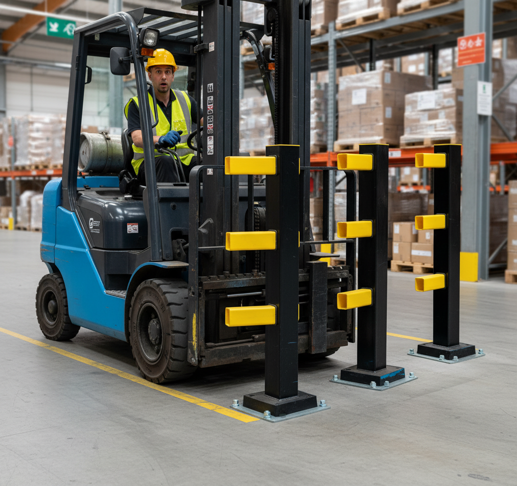 Premium Hybrid Flexible Impact Protection Posts with Shock-Absorbing Design for Warehouse Safety | Barriers Co
