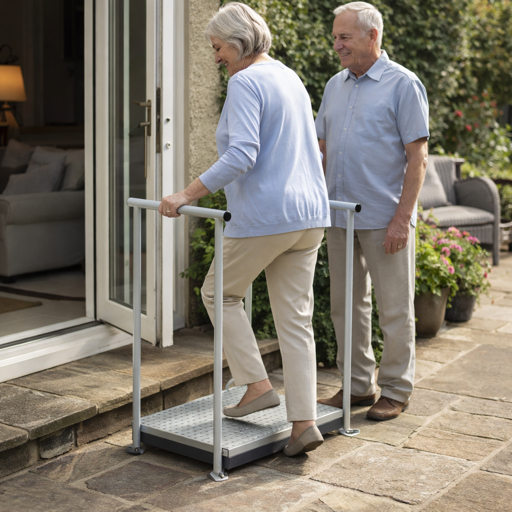 Adjustable Mobility Step – White – 460kg Capacity – Indoor/Outdoor Use