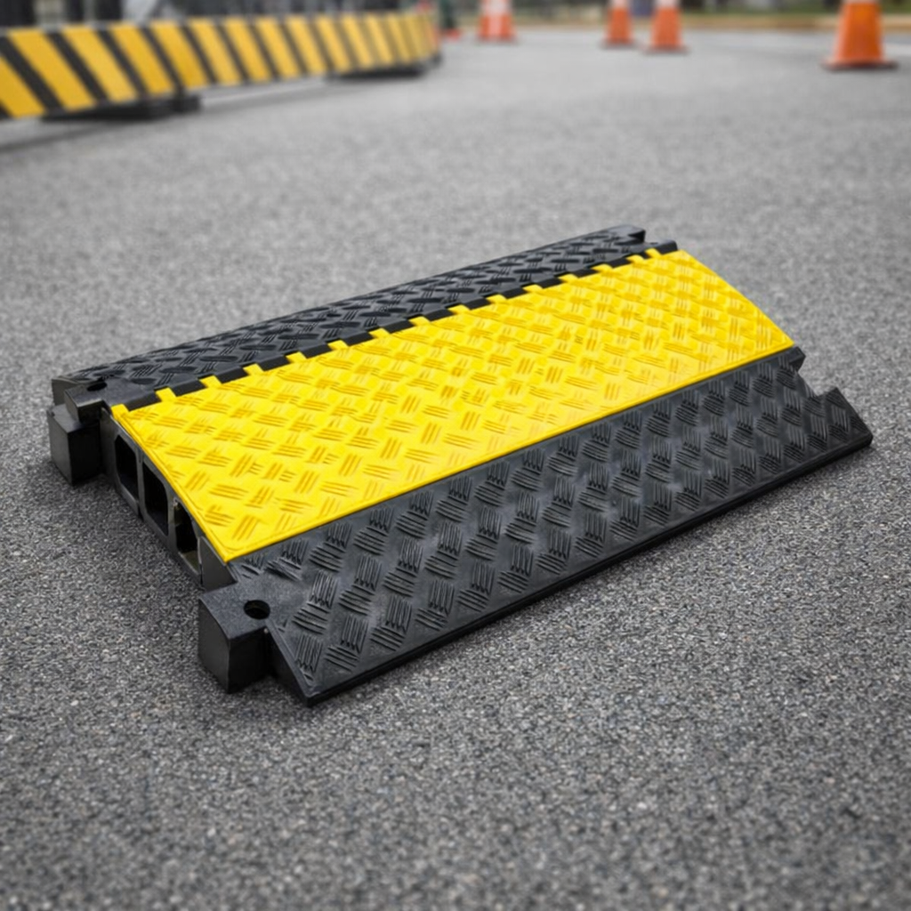 3-Channel Cable Protector – Black and Yellow – 5000kg Capacity – Indoor/Outdoor