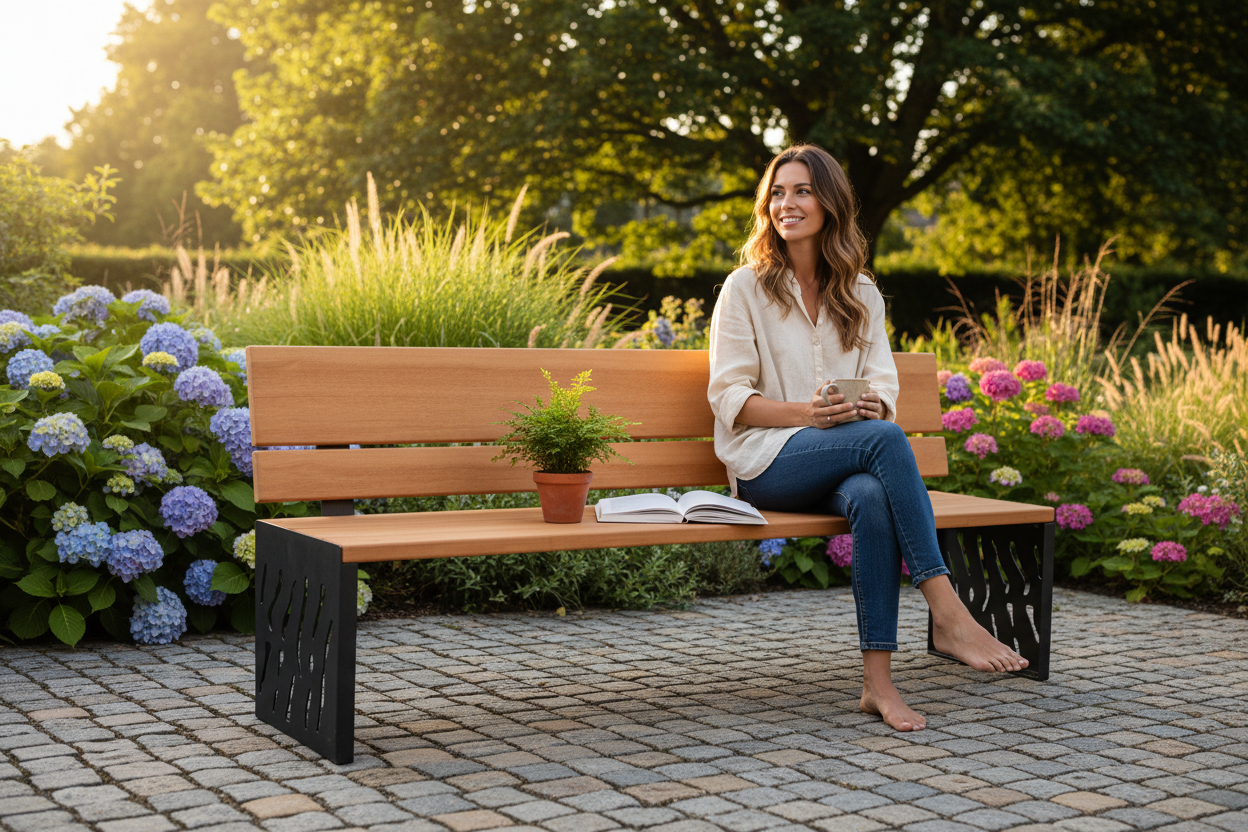 Premium Contemporary 1.8m Seat Bench with Unique Slat Design for Green Spaces - High-Quality Professional... | Barriers Co