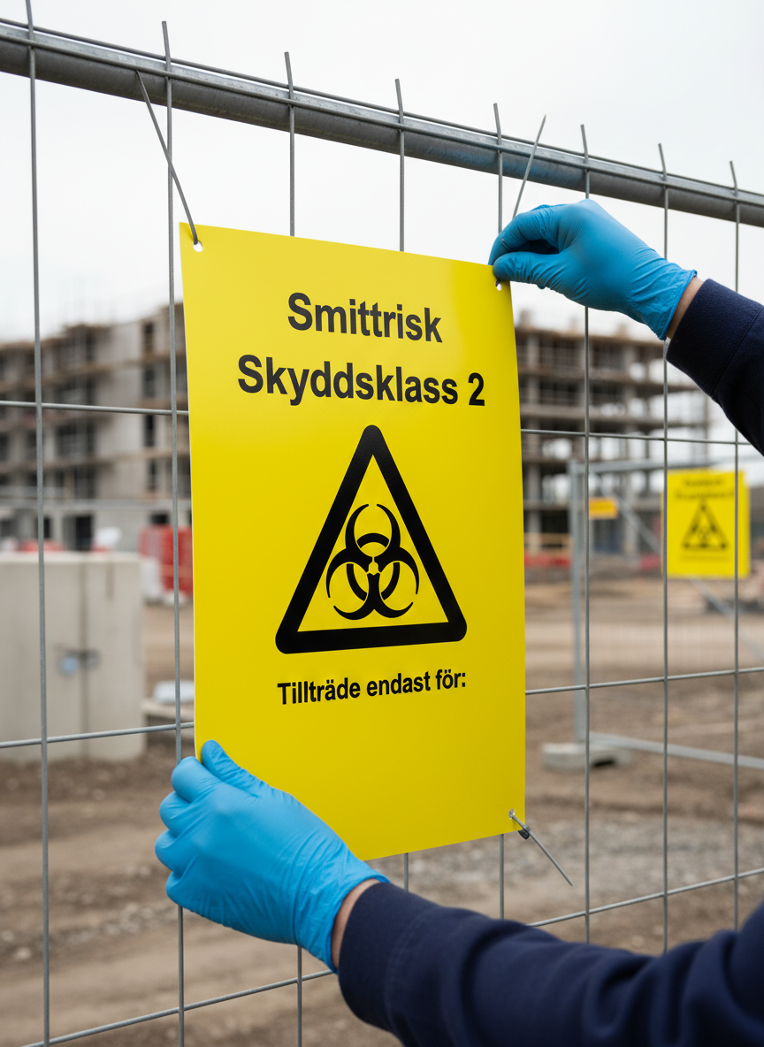 Premium Warning Sign for Infection Risk Class 2 - Durable Materials and Easy Mounting Options
