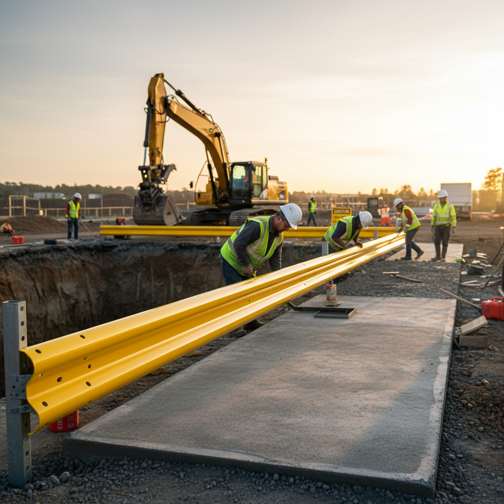 Premium 3.2m Yellow Barrier Beam - Galvanised Steel with Rust Resistance for Impact Protection - side view | Barriers Co