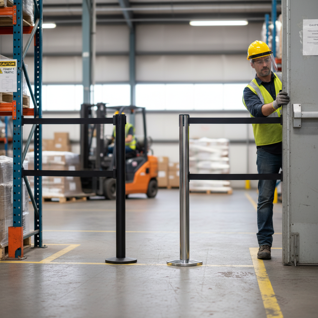 Premium Heavy Duty Double Magnet Stanchion with 2.3m or 3.7m Retractable Belt for Commercial Use in Airports, Malls, and Stadiums