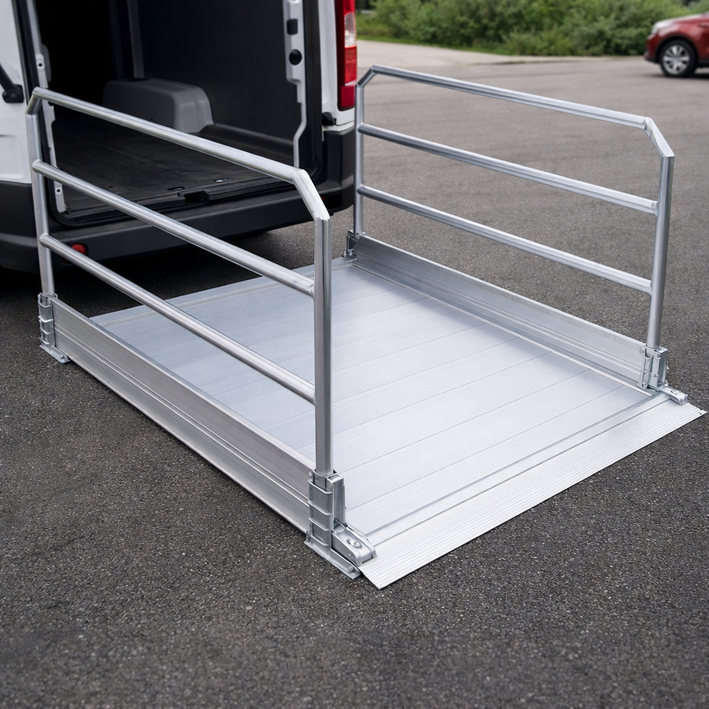 Vehicle Accessible Ramps – 1990mm L x 1250mm W – Handrails – Commercial Use