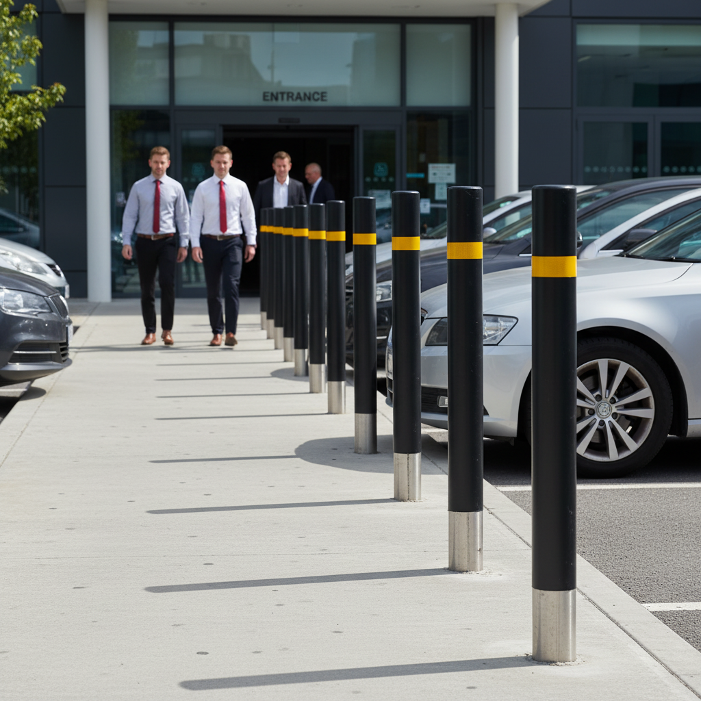 Premium Heavy Duty Flat Top Bollard with Steel Core and Weather-Resistant Polyurethane for Extreme Durability