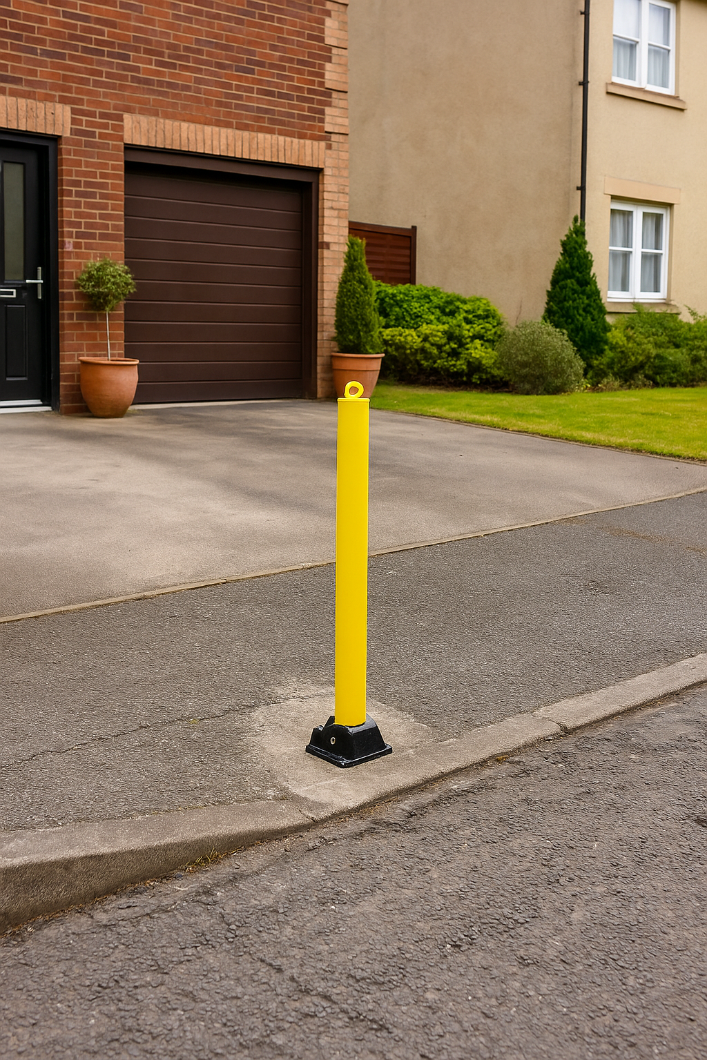 900mm High Fold Down Parking Post With Integral Lock & Top Mounted Eyele 2
