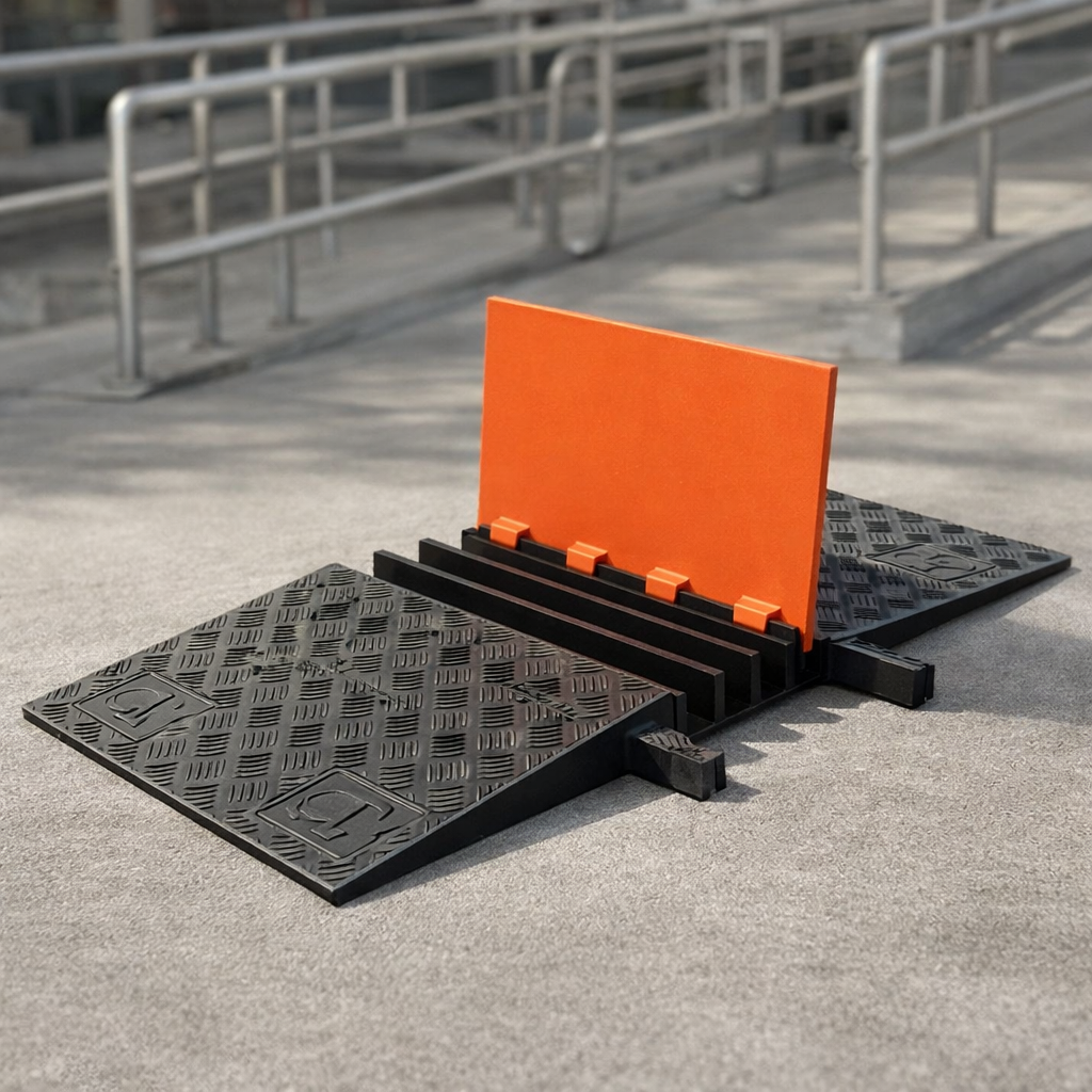 5-Channel Cable Protector – Orange/Black – Heavy Duty – Wheelchair Access