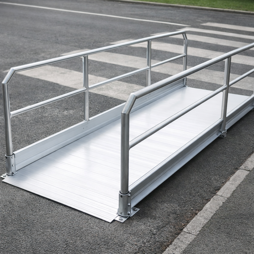 Pedestrian Ramps with Handrails – 2390mm Long, 1000mm Width – Non-Slip Surface – Public & Private Access