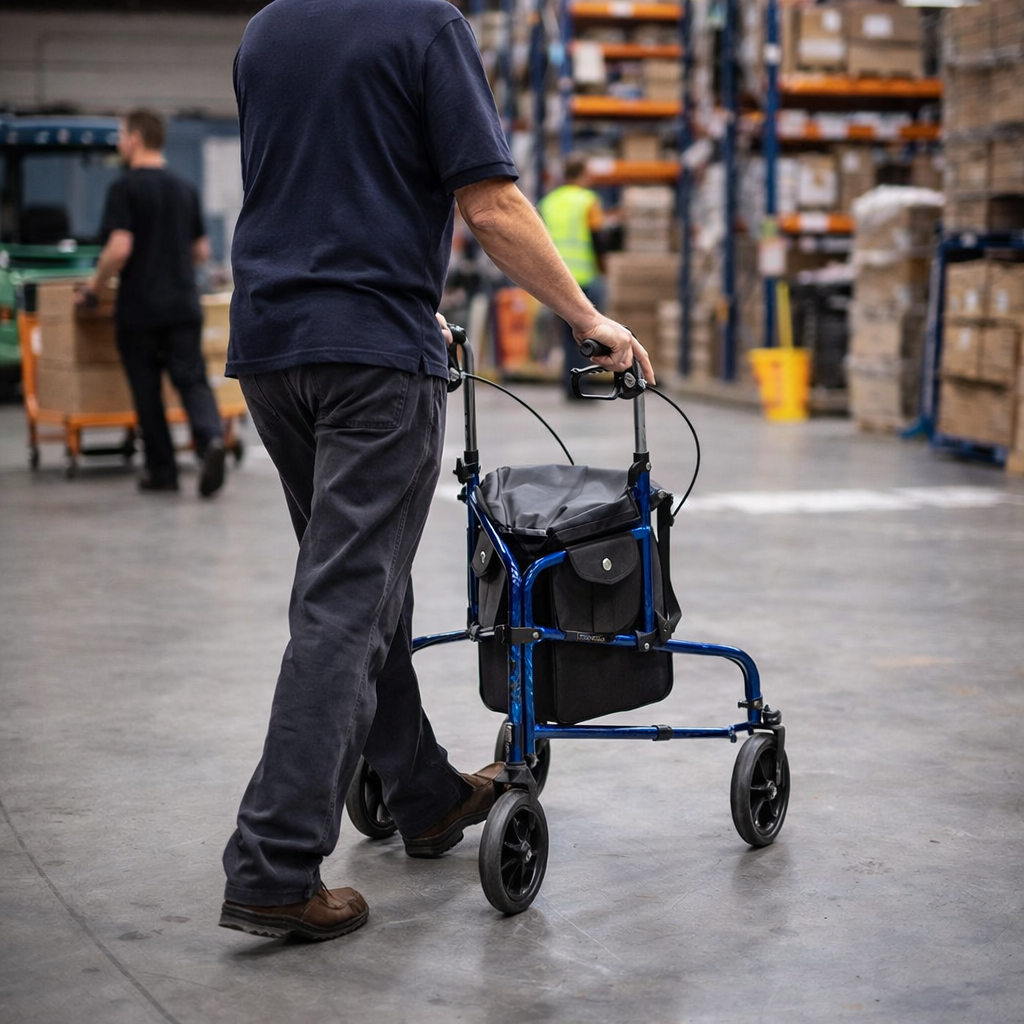 Tri-Walker with Bag – Adjustable, Foldable – Mobility Aid