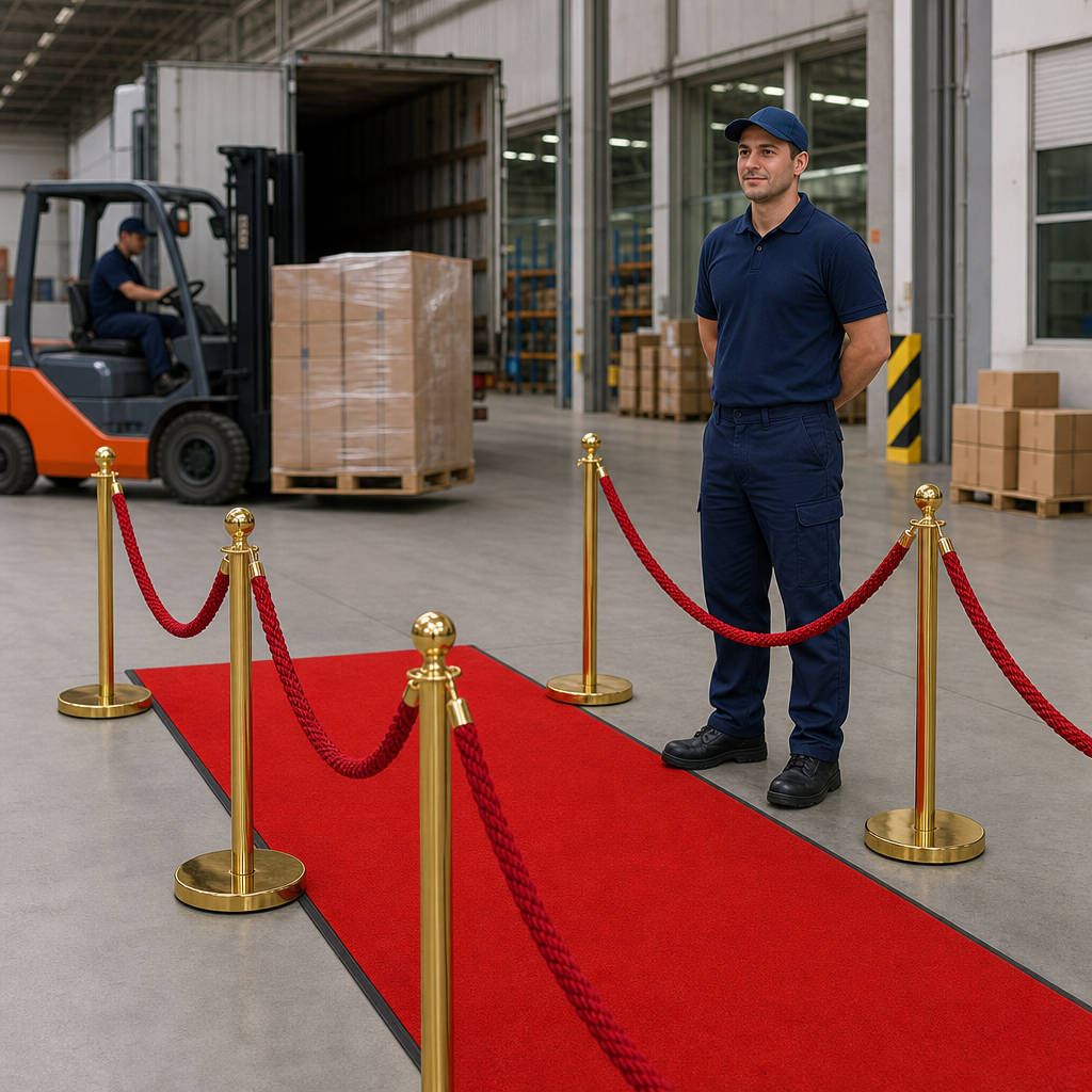 Rope and Post Barrier Kit with Red Carpet for Events (Pack of 6)