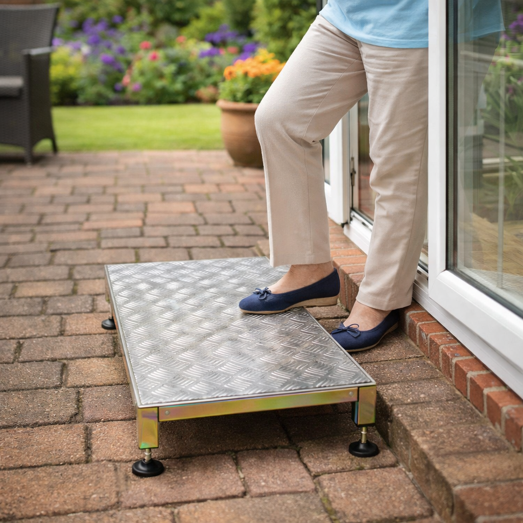 Adjustable Metal Half Step – Black – 300kg Capacity – Mobility Access