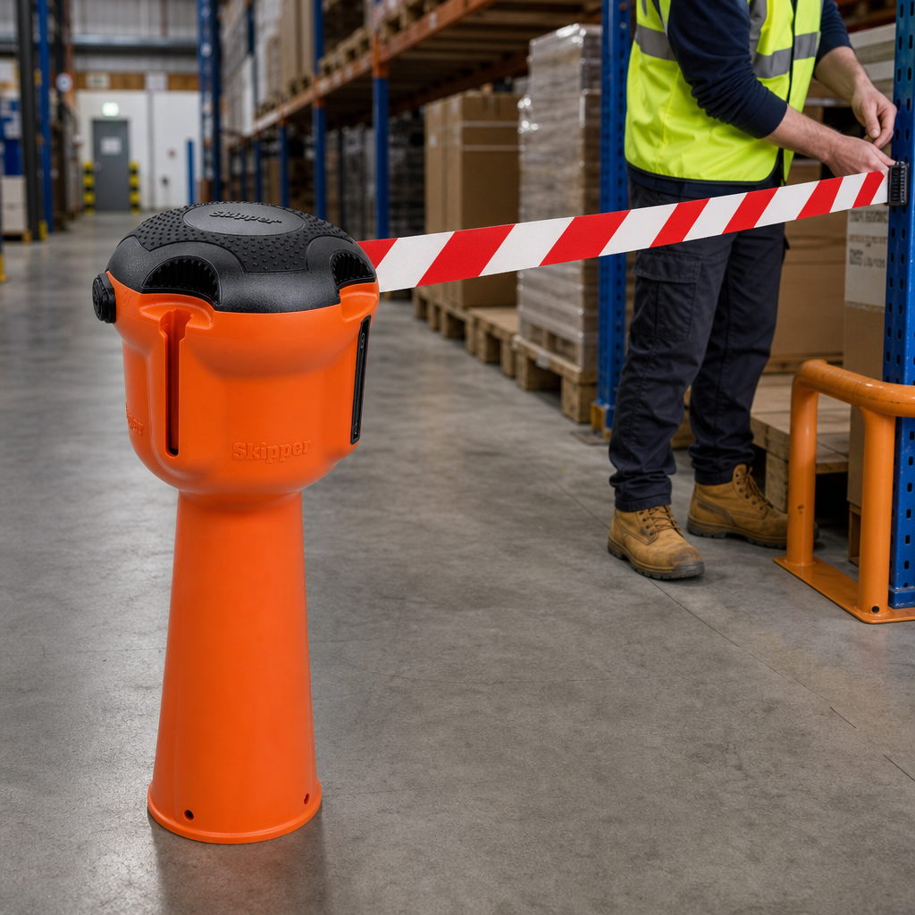 Retractable Barrier with 9m High Visibility Tape for Safety