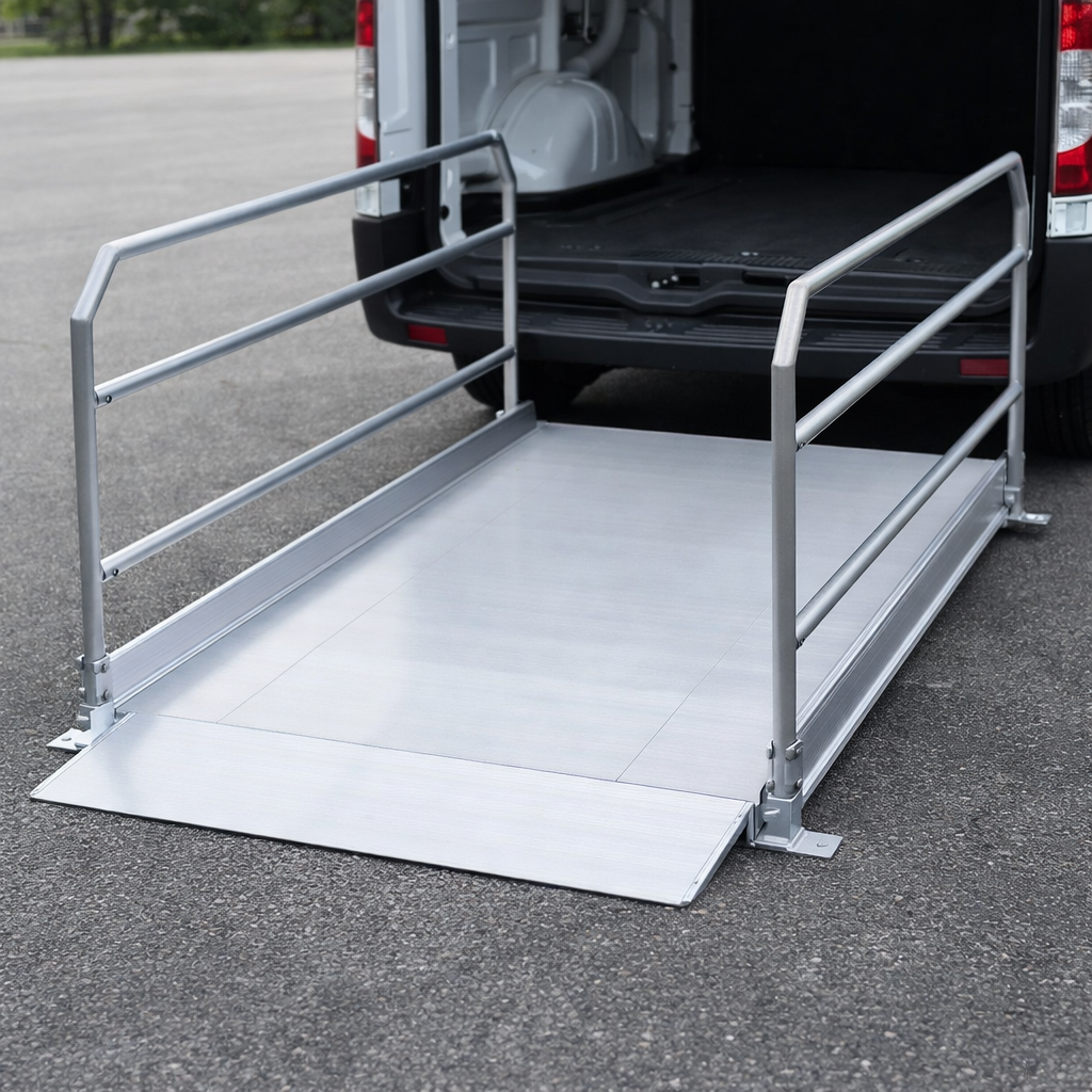Vehicle Accessible Ramps – 1990mm Long, 1000mm Wide – Handrails – Commercial Use