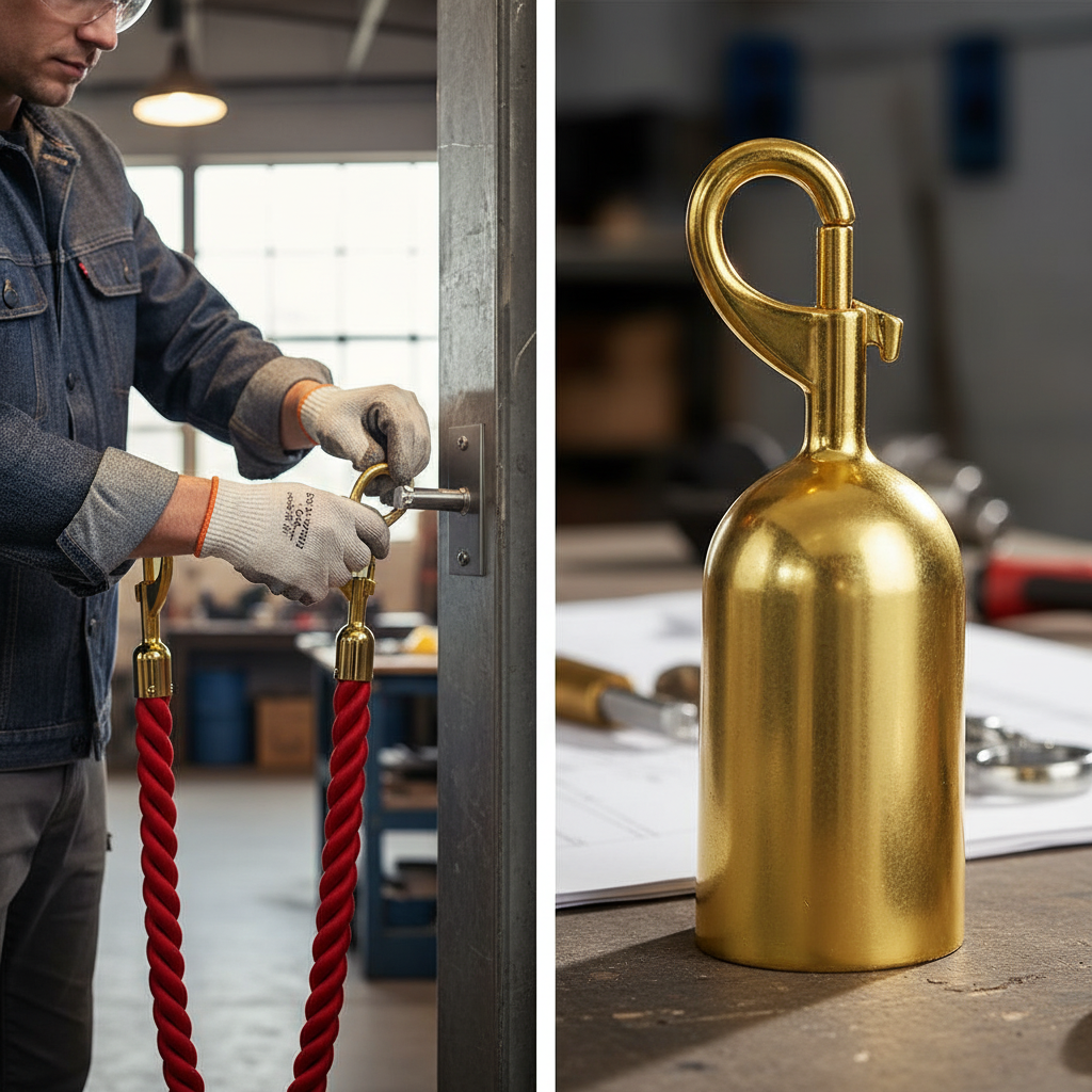 Premium Snap-Ends for 38mm Barrier Ropes with Screws in Multiple Finishes - High-Quality Professional Grade for Industrial and Commercial Applications