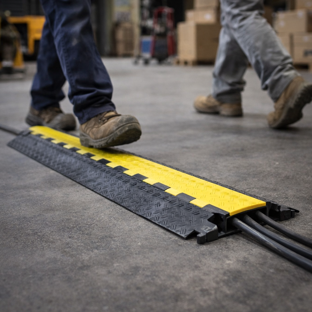 3 Channel Cable Protector – Black/Yellow – 2,000kg Capacity – Indoor/Outdoor Use