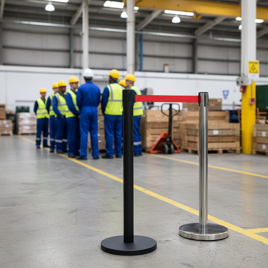 Professional Receiver Post for Belt Stanchions - Heavy Duty Steel with Weighted Base for Queue Management in Indoor Environments