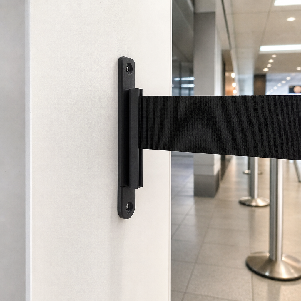 Wall Receiver Clip for Retractable Belt Barrier Systems