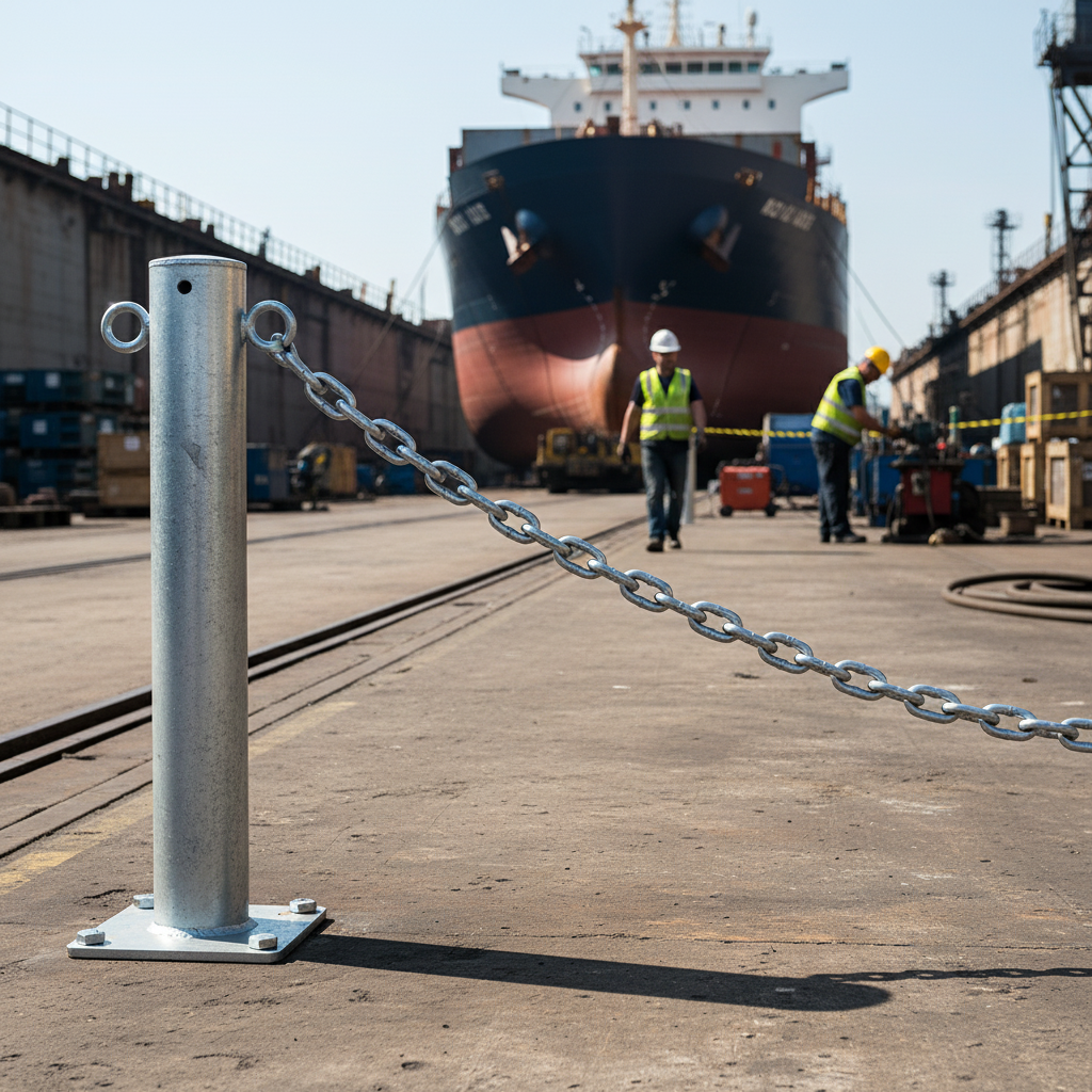 Premium Heavy Duty Chain Bollard with Eyelets for Secure Attachment, Galvanised Steel Construction, Custom Colour Options Available
