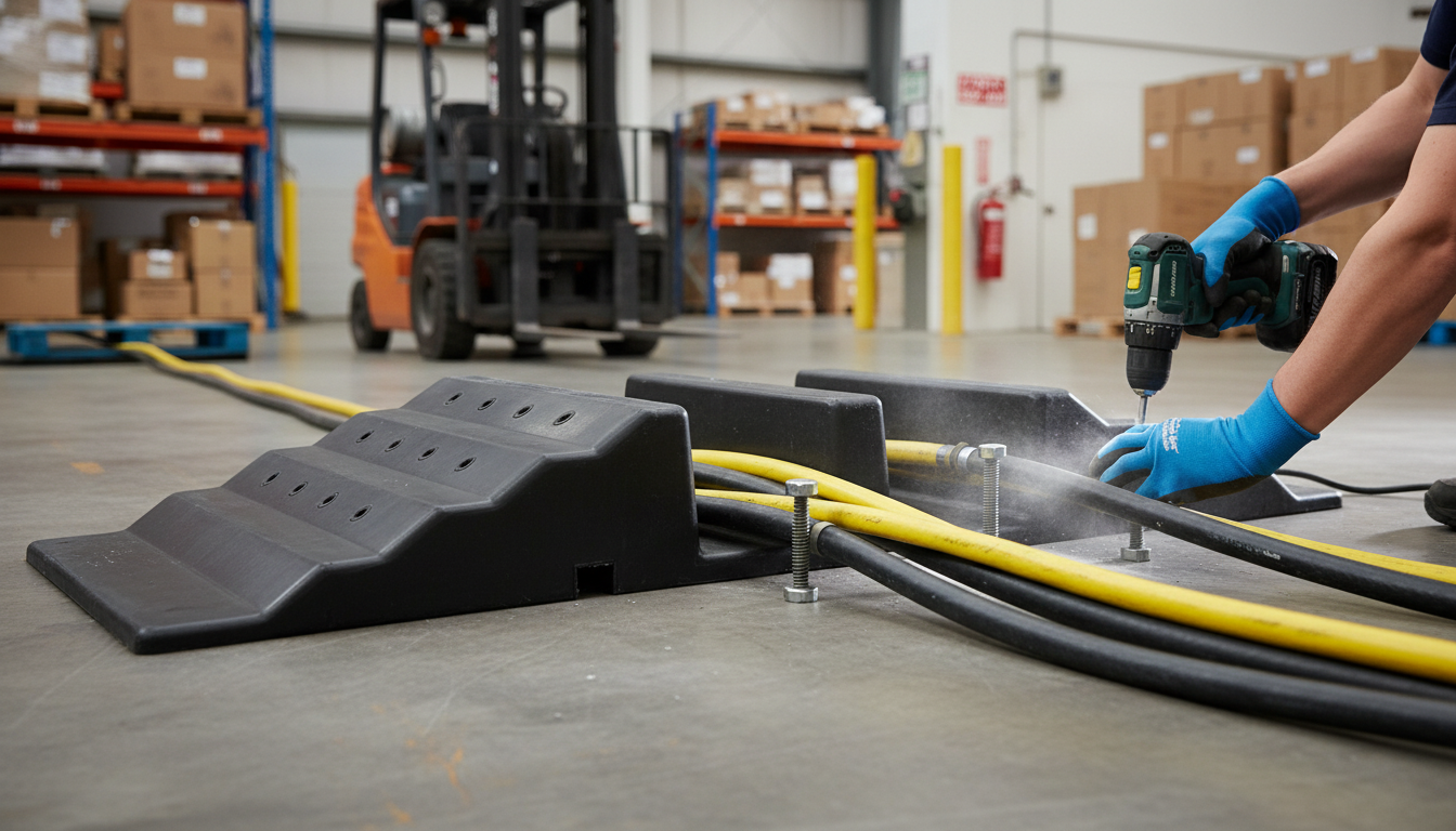 Premium Lightweight Hose and Cable Bridge with Dual Duct Design, Extendable Modular Features and Enhanced Visibility for Safety