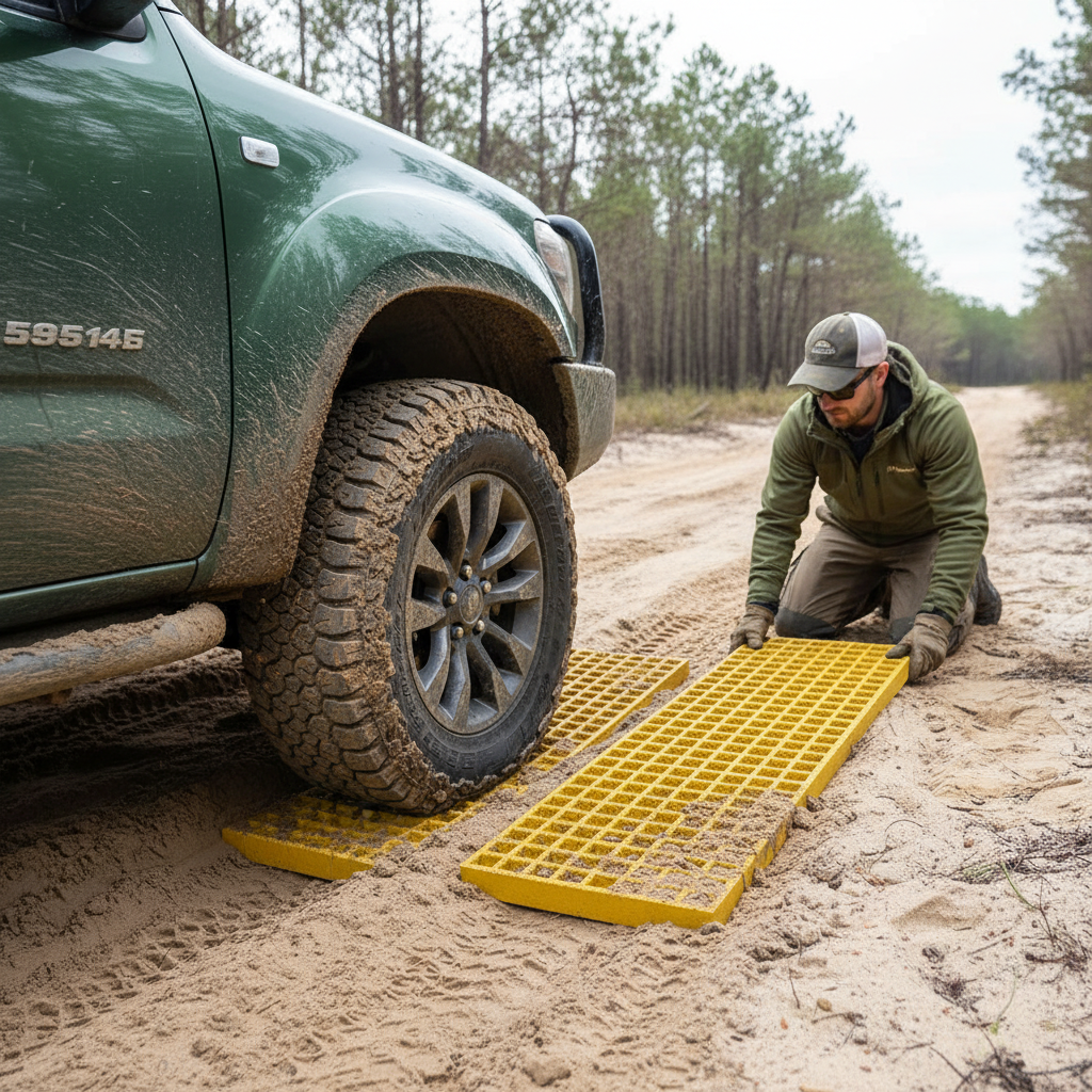 Premium GRP Waffle Boards for Vehicle Recovery - Heavy Duty Sand Ladders 996x310mm | Barriers Co