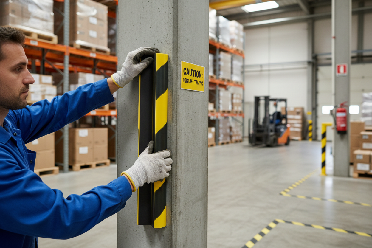 Premium Corner Protection Profile 1000mm - Magnetic Mount for Impact Safety in Industrial Environments