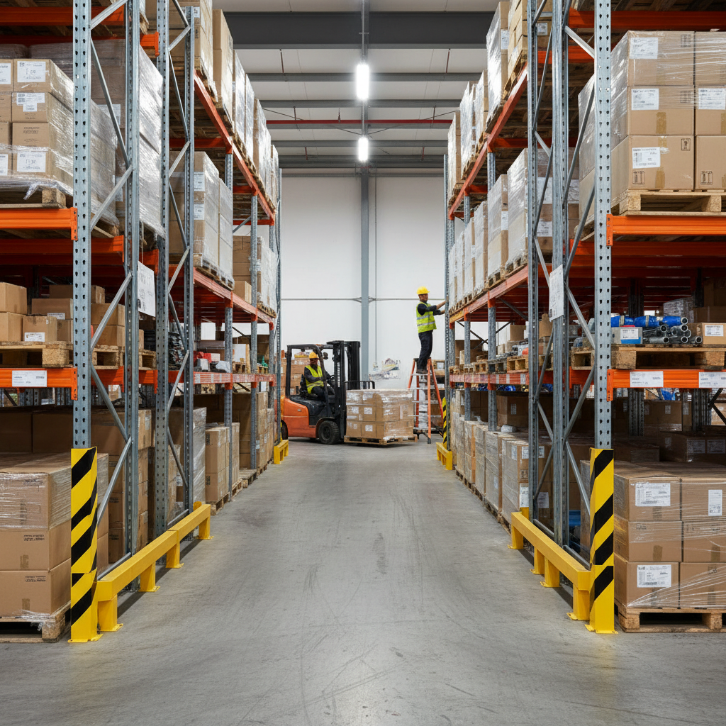 Premium Heavy Duty Steel Pallet Racking Protectors - Durable and Versatile for Racking Systems - side view | Barriers Co