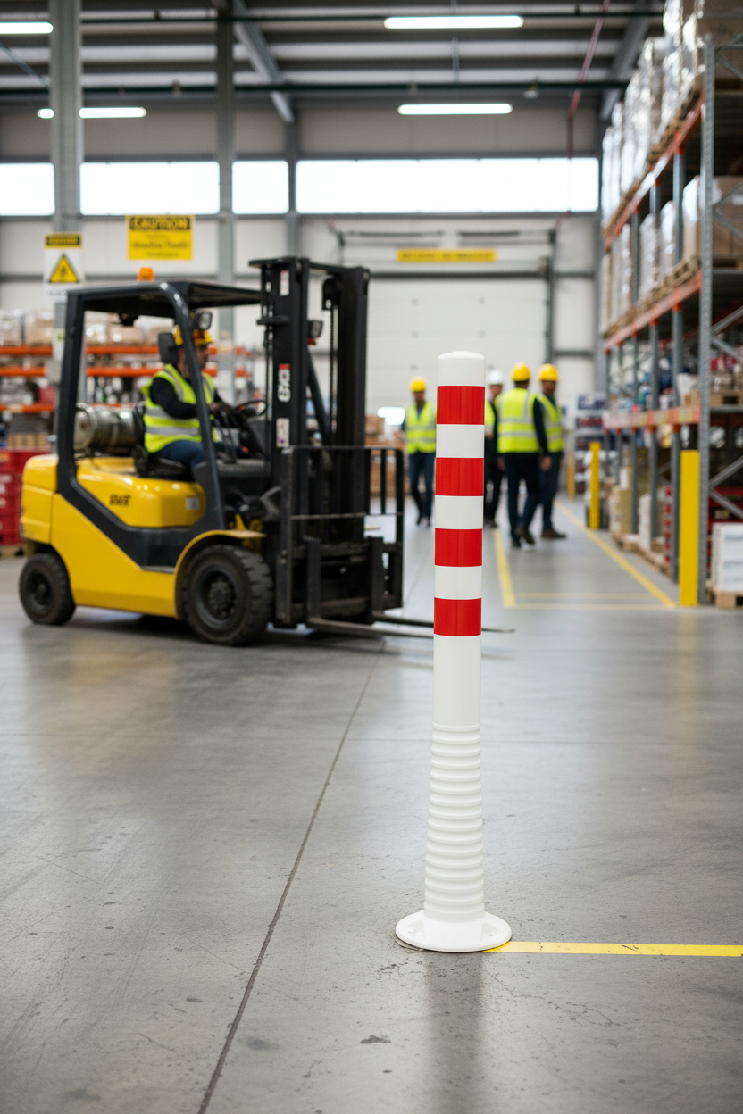Premium Flexible Traffic Post 1000 mm - Polyurethane Construction with Reflective Sleeves for Visibility