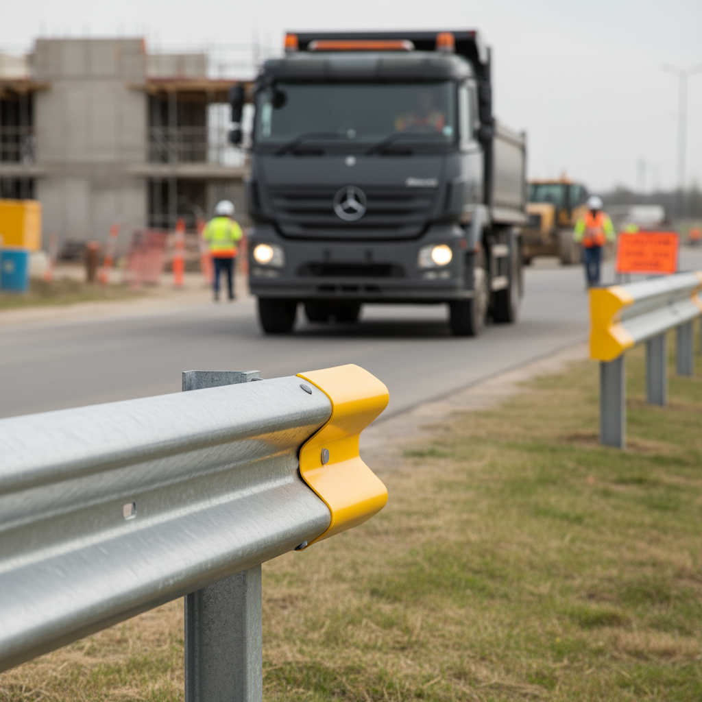Premium Yellow Soft Plastic Long Armco Barrier End Cap for Enhanced Safety and Visibility - side view | Barriers Co