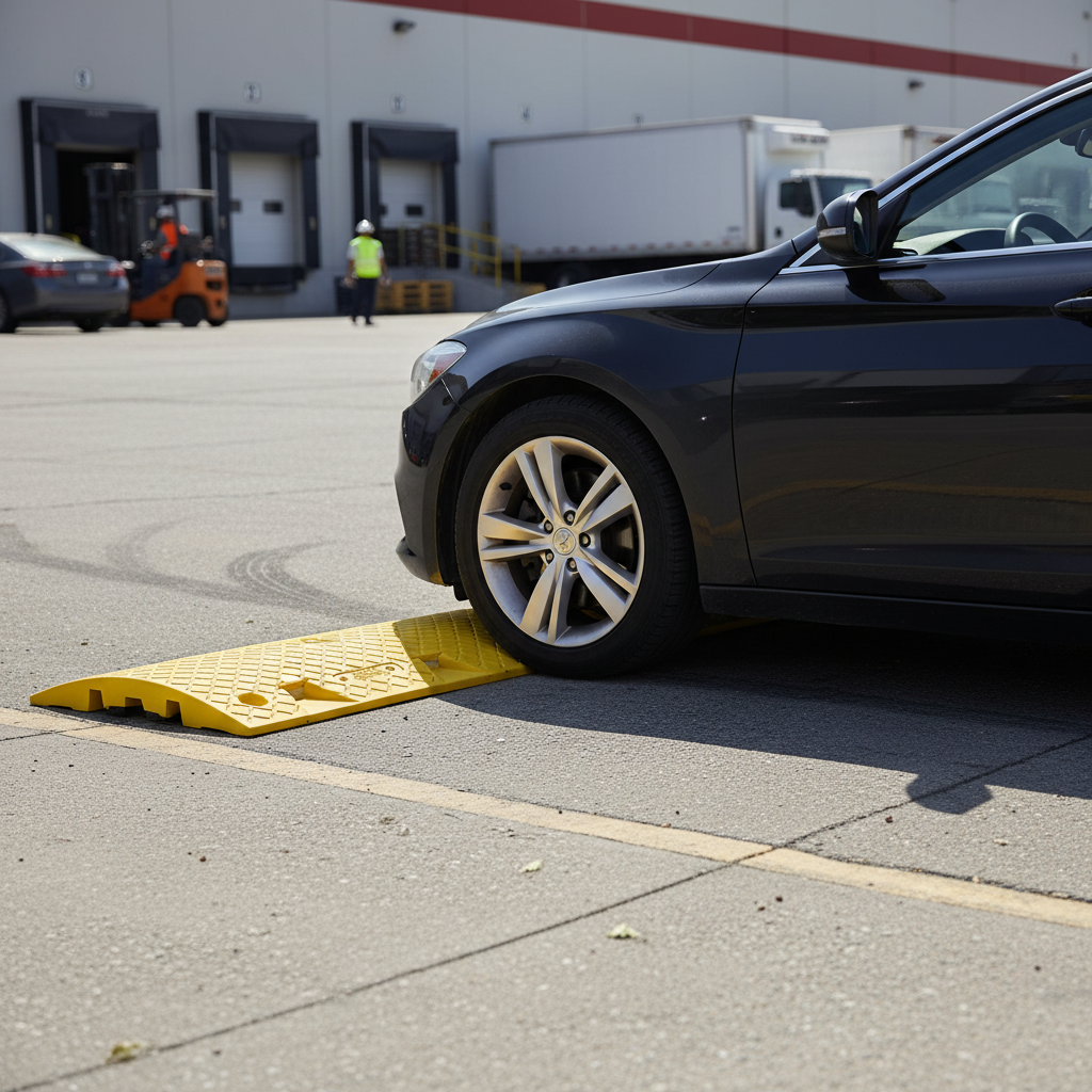Premium Yellow Speed Bump Centre Section 50mm Height for Heavy Duty Traffic Control with Reflectors