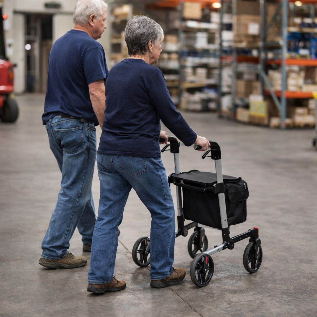 Foldable Rollator – White – Aluminium Frame – Indoor/Outdoor Use