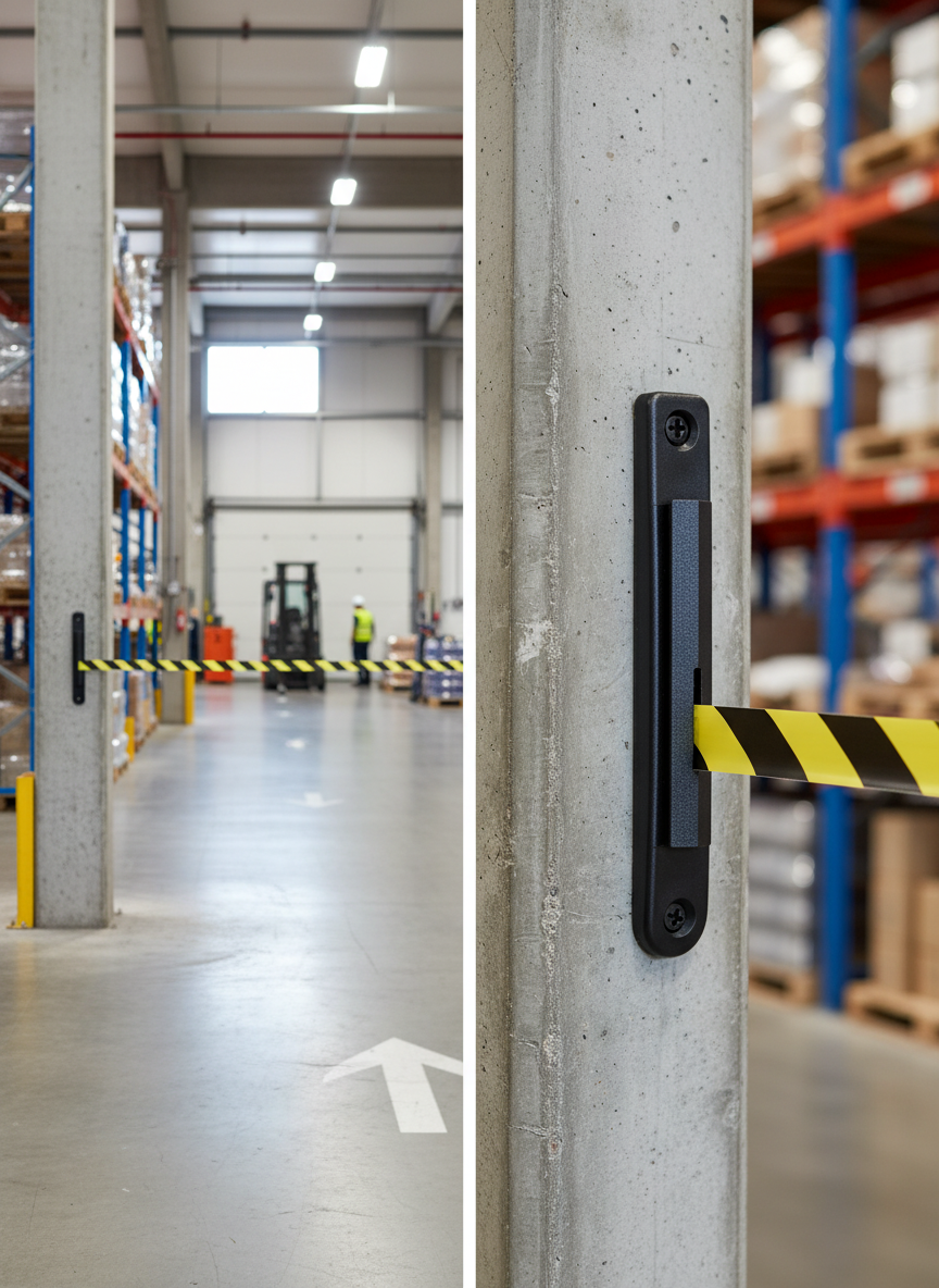Professional Wall Receiver Clip for Retractable Belt Barriers - Easy Installation and Universal Compatibility