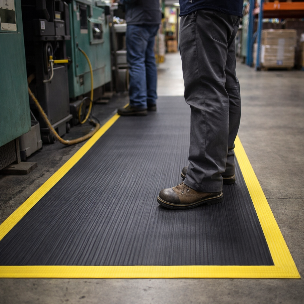 Anti-Fatigue Mat – Black & Yellow – 9.4mm Thick – Light Duty