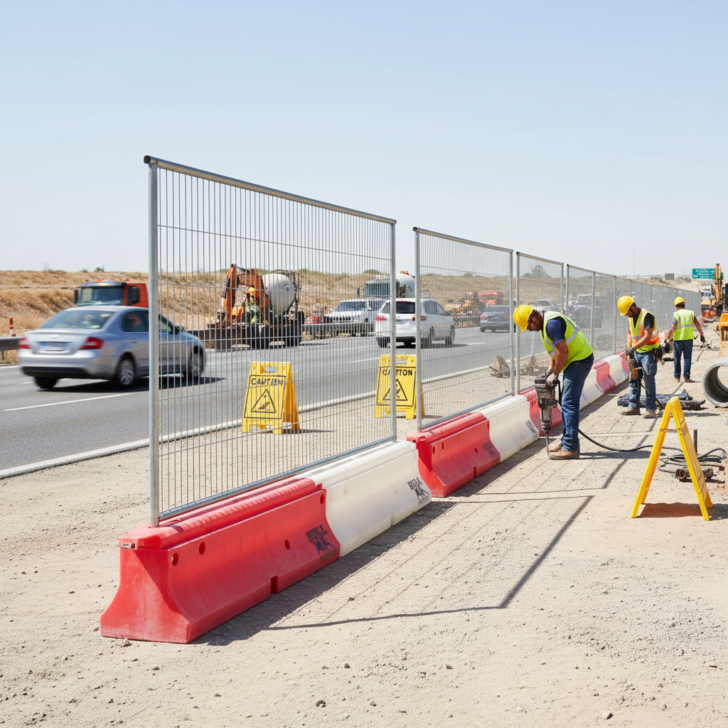 Heavy Duty Full Height Mesh Barrier - Crash Tested Road Barrier for Safety and Security - side view | Barriers Co