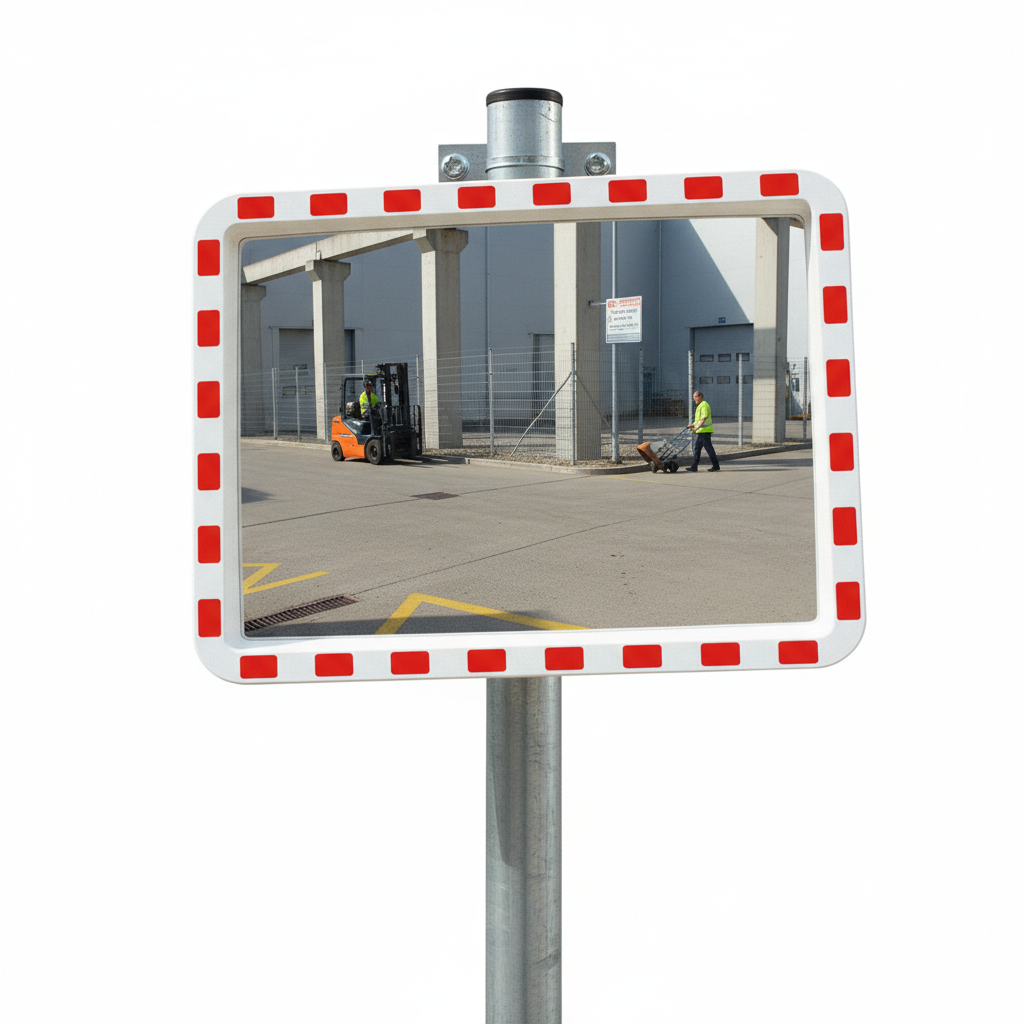 Premium Outdoor Traffic Mirror with Durable Acrylic Surface and Easy Mounting Bracket for... - side view | Barriers Co