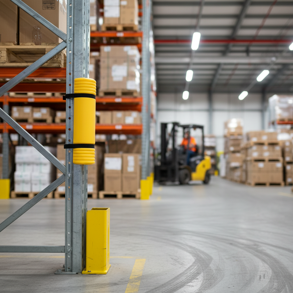 Premium Traffic Line Plastic Pallet Racking Protector - Heavy Duty and Easy to Install for Enhanced Safety | Barriers Co