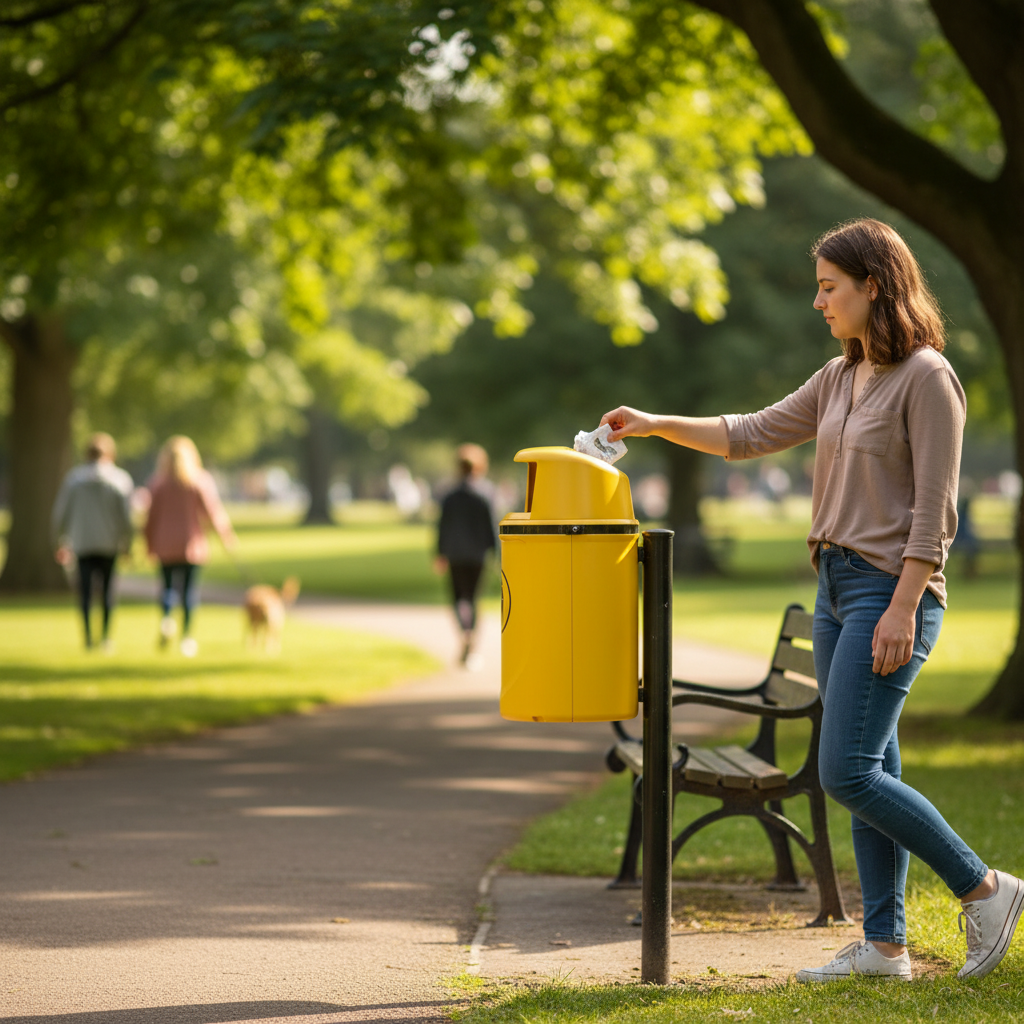 Premium 40L Wall or Post Mounted Litter Bin - Durable UV-Protected Polyethylene with Optional... - side view | Barriers Co