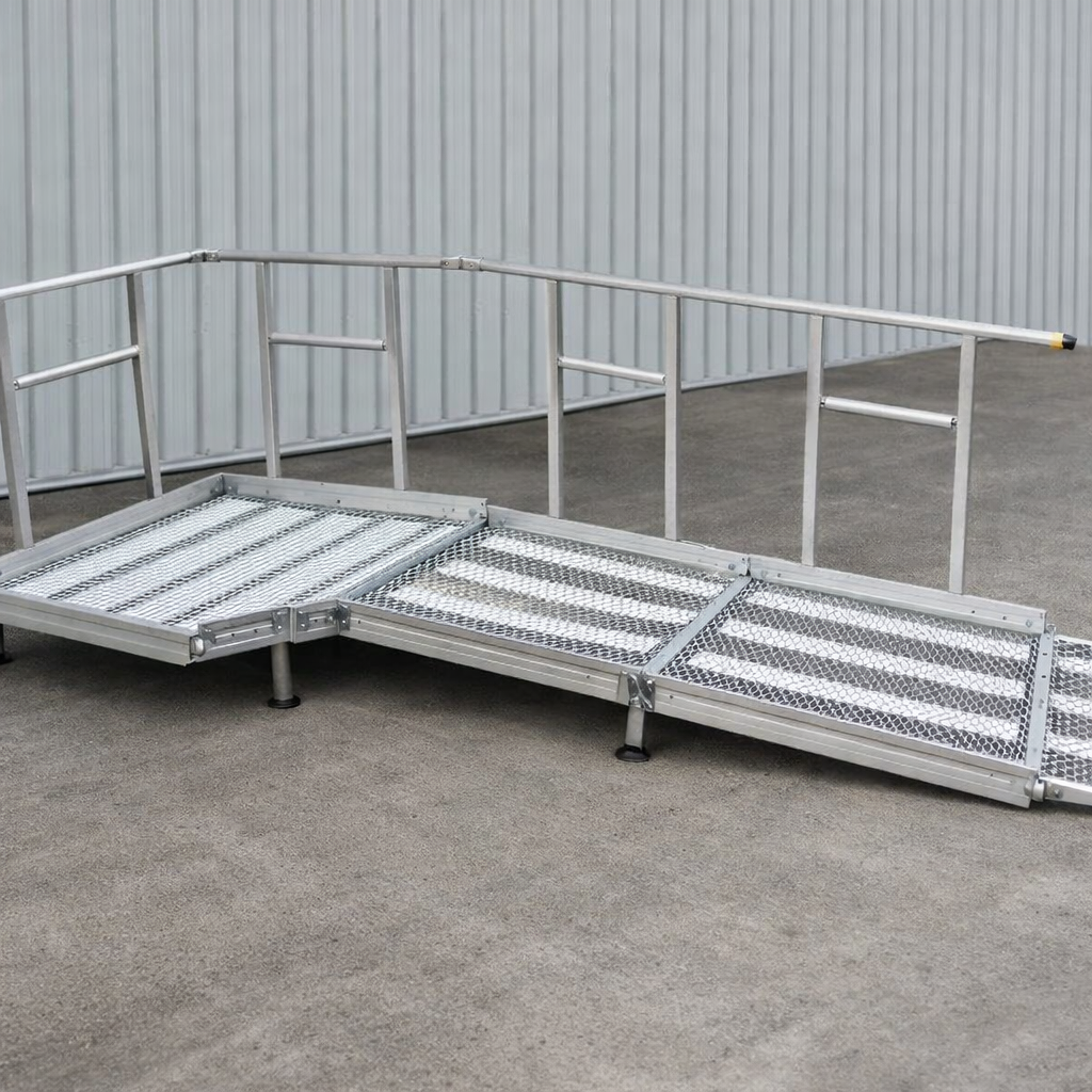 Aluminium Modular Ramp Kit – 1300mm x 6000mm – Platform & Handrails – Wheelchair Access