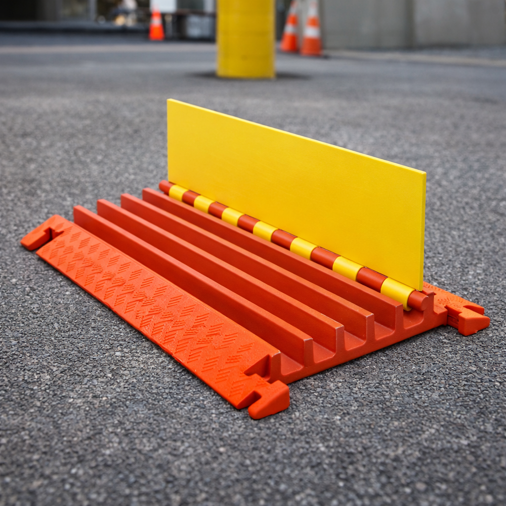 5 Channel Cable Protector – Orange/Yellow – Heavy Duty – Industrial Use