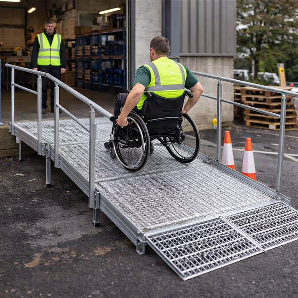 Aluminium Modular Ramp Kit – 1300mm x 1250mm – Handrails & Platform – Wheelchair Access