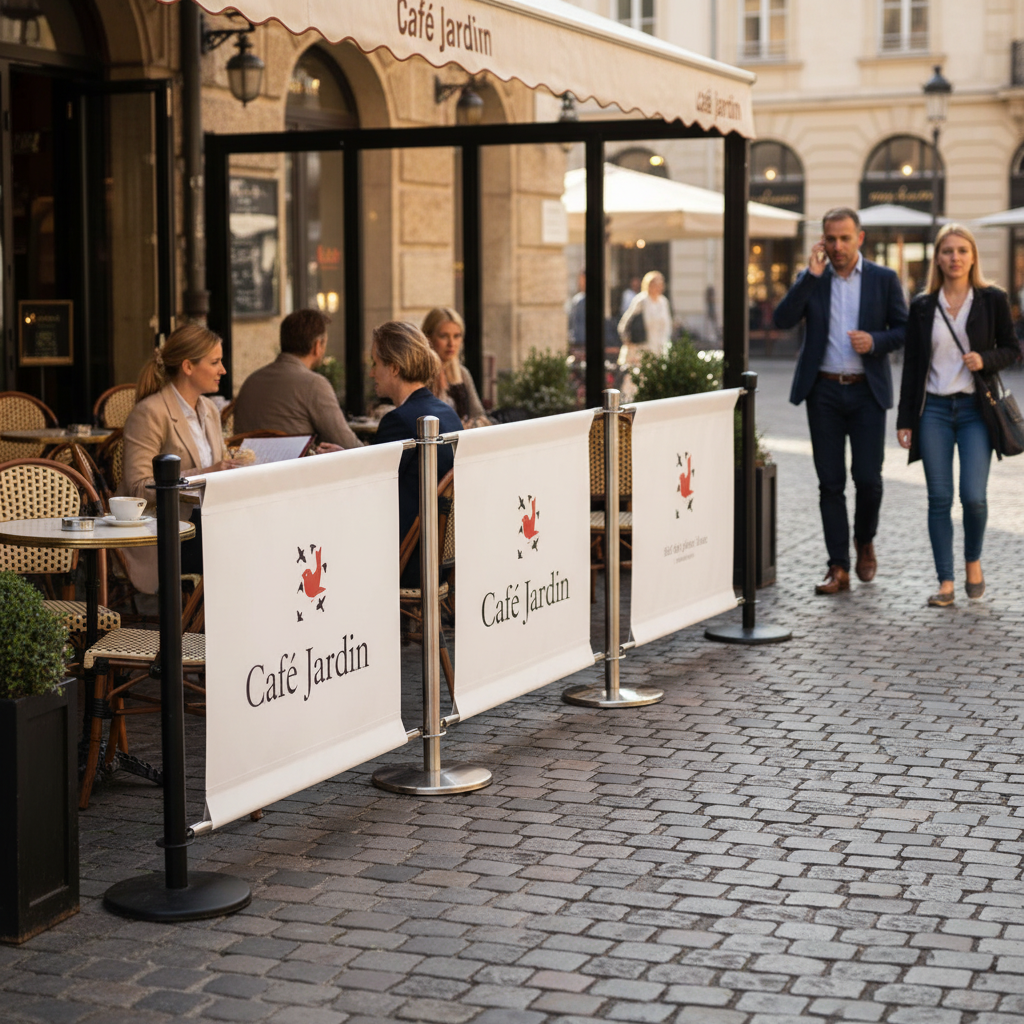 Premium Extension Kit for Café Barrier with Custom Printed Banner - 1.5 Meter Durable System for Outdoor Spaces