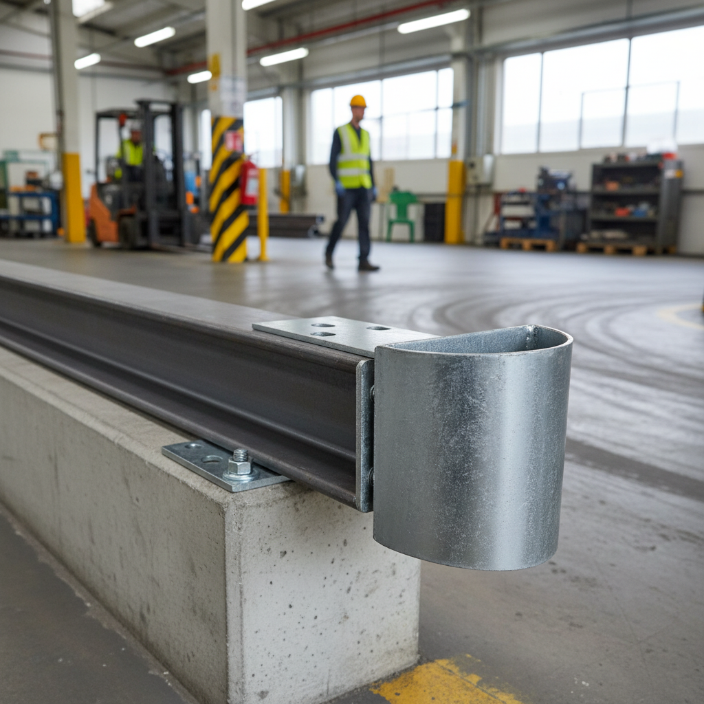 Premium Rounded End Cap for Open Box Beam - Galvanised Steel, High Durability and Safety... - side view | Barriers Co
