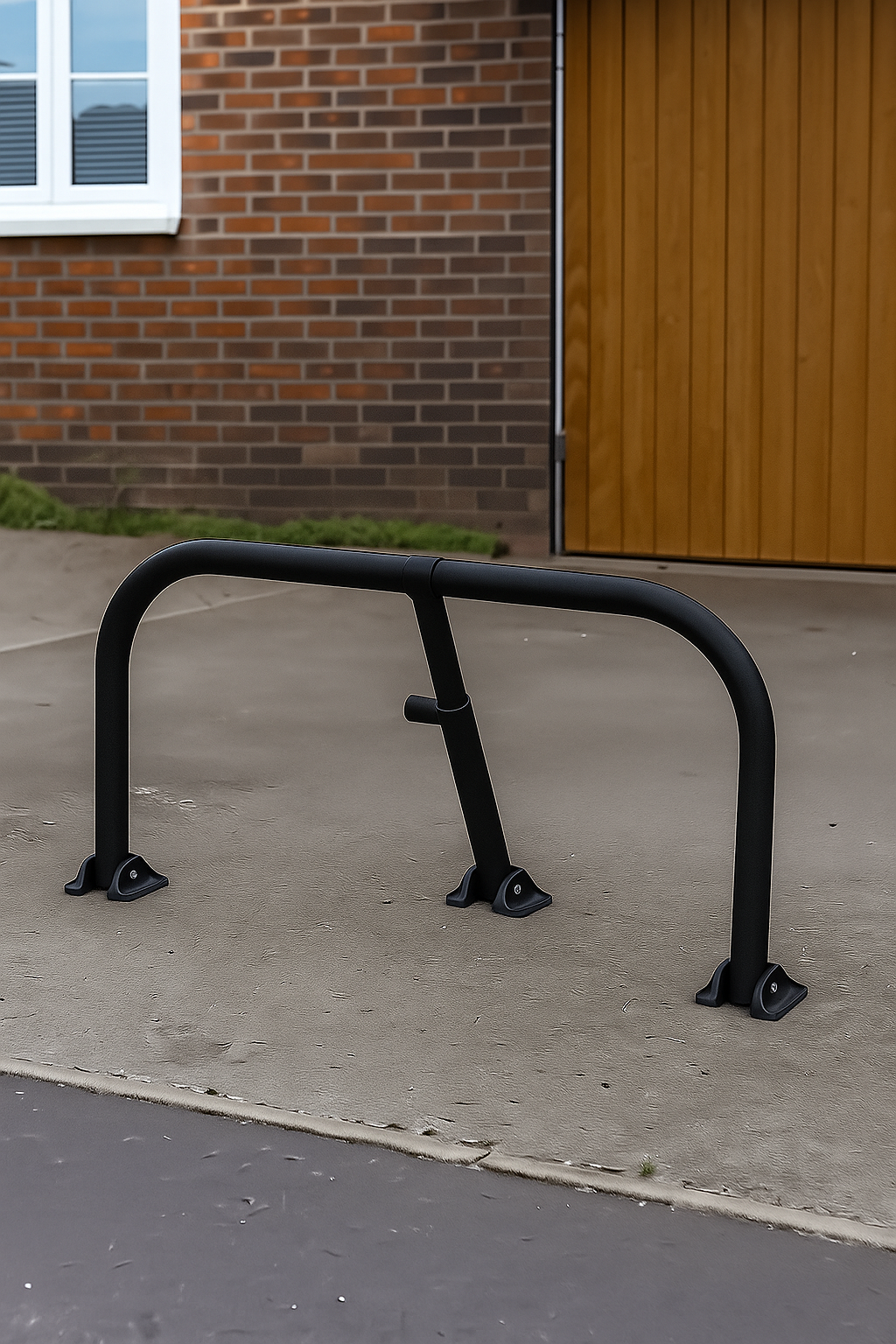 Black Fold Down Security Barrier for Parking Bays with Integral Lock 1