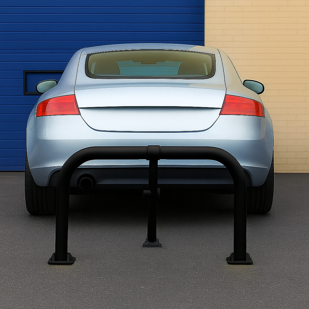 Black Fold Down Security Barrier for Parking Bays with Integral Lock 3