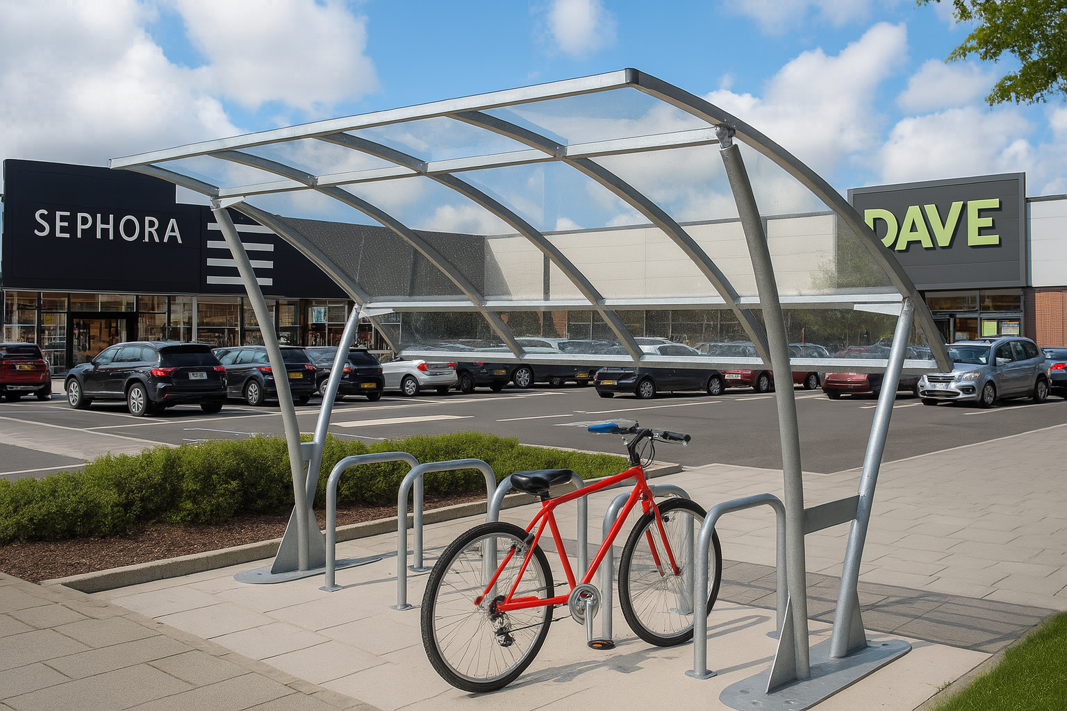 Bowland Single-Sided Cycle Shelter – Galvanised Steel Frame with UV 1