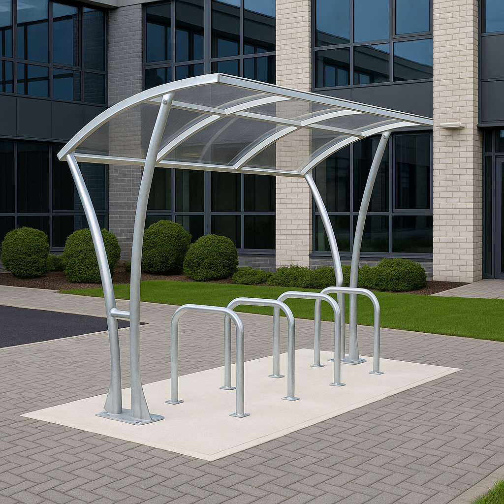 Bowland Single-Sided Cycle Shelter – Galvanised Steel Frame with UV 2