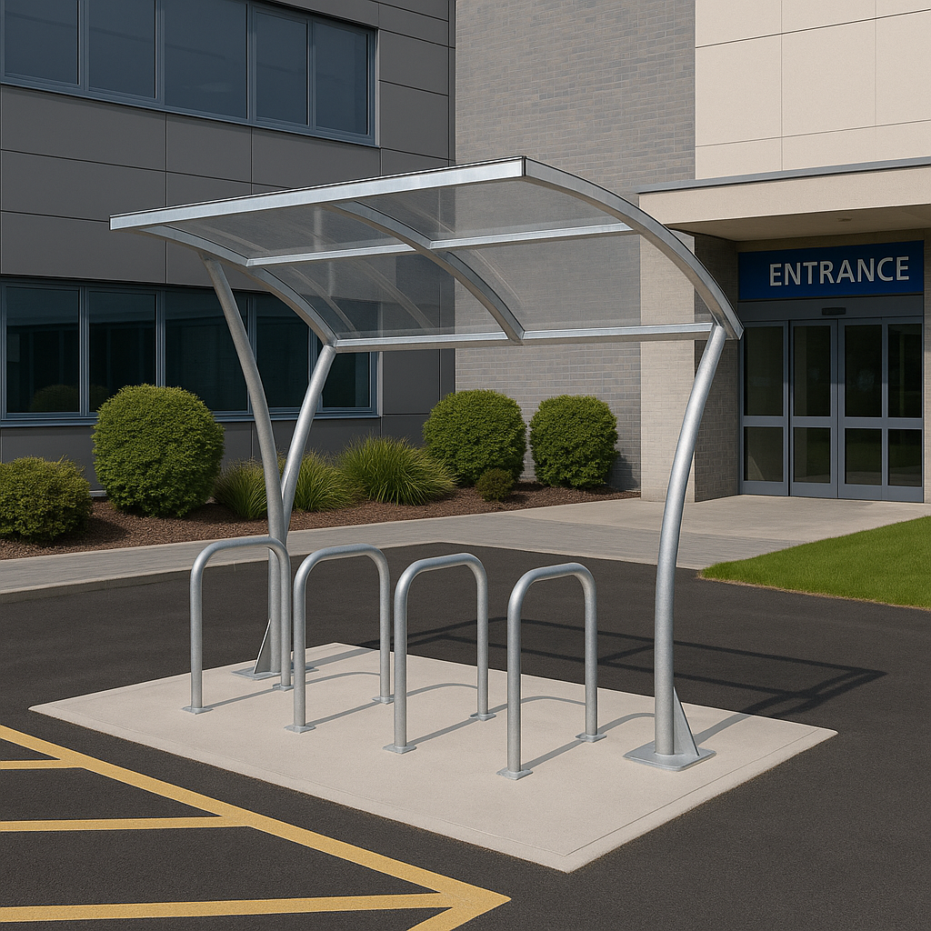 Bowland Single-Sided Cycle Shelter – Galvanised Steel Frame with UV 3