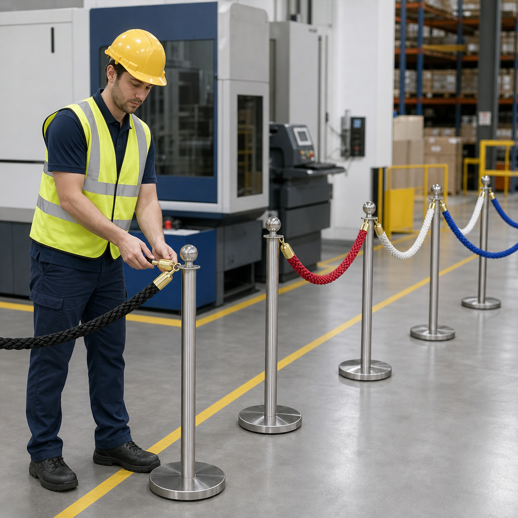 Braided Barrier Rope with Snap-Ends for Crowd Control