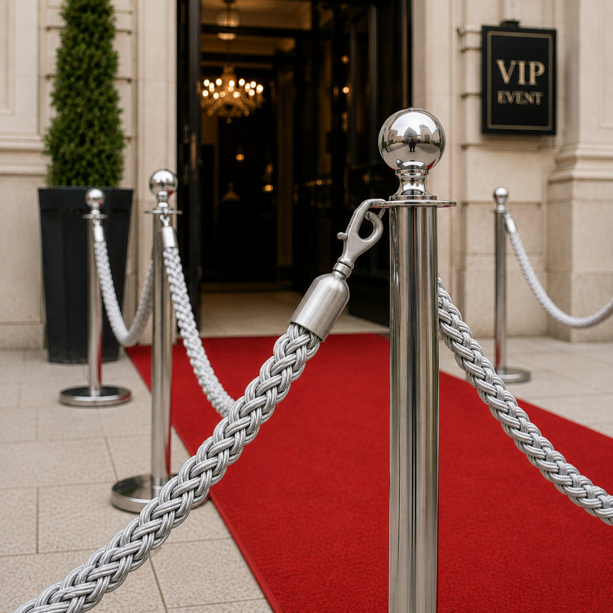 Braided Barrier Rope with Snap-Ends for Crowd Control